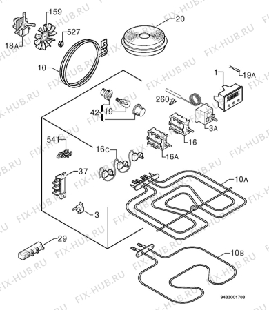 Взрыв-схема плиты (духовки) Electrolux EKM603501X - Схема узла Electrical equipment 268